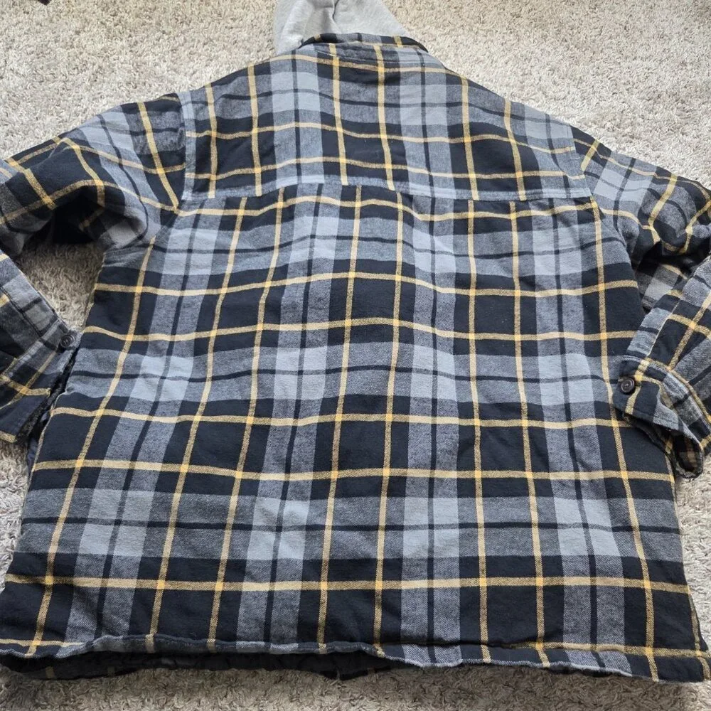 RedHead Flannel Jacket Mens 2XL Gray Lined Outdoors Button Up Hooded